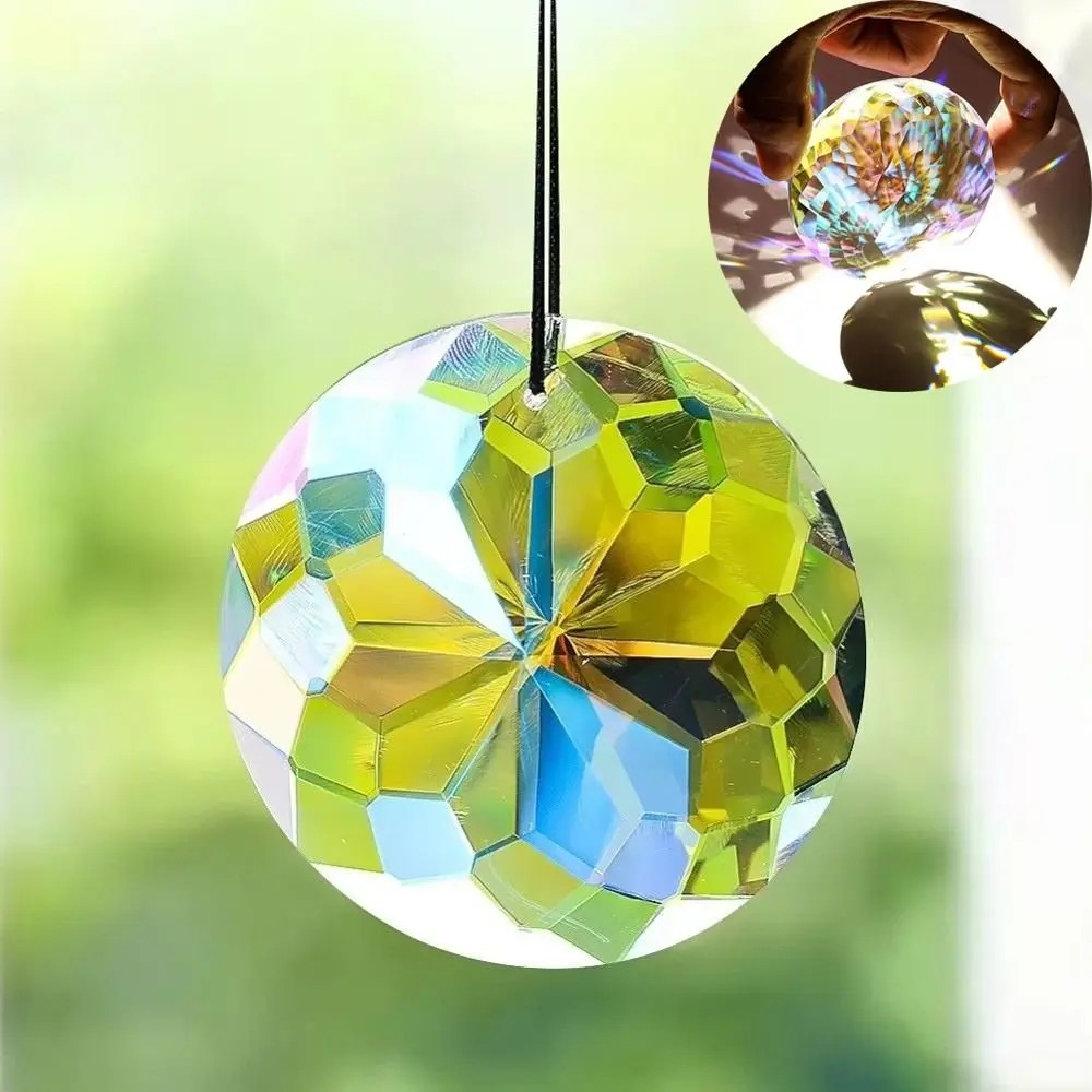 Round Shape Mandala Suncatcher Hanging Design Clear Crystal Glass Prism Sun Catchers DIY Crafts Crystal Prism Pendant
