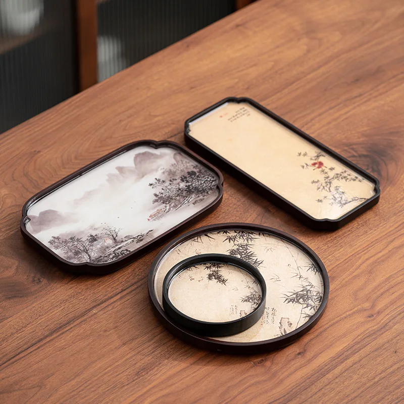 

A Single Layer Tea Tray in Ink Wash Style for A Simple and Modern Chinese Home Living Room