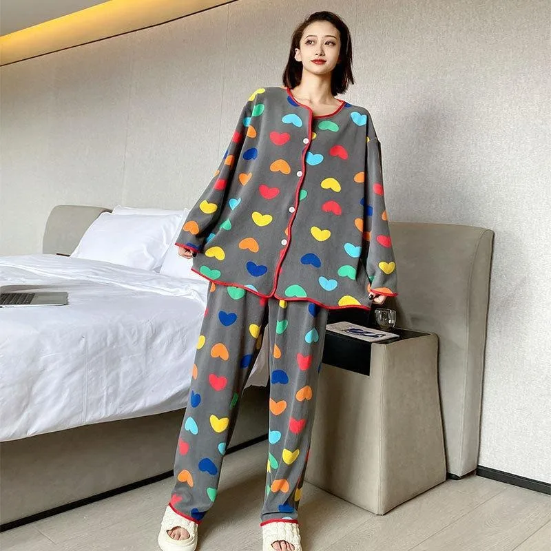 2024 Thin Velvet Plus-size Pajamas Women 2-300 Pounds Autumn Winter Sleepwear Casual Homewear Set Loose Round Collar Loungewear