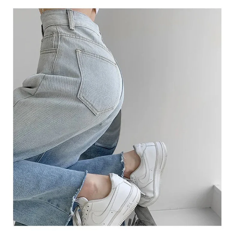 

2022 Women Denim Jeans High Waist Baggy Pants Ripped Sexy Woman Wide Leg Pants Jean Femme Trousers Gradient Pantalon