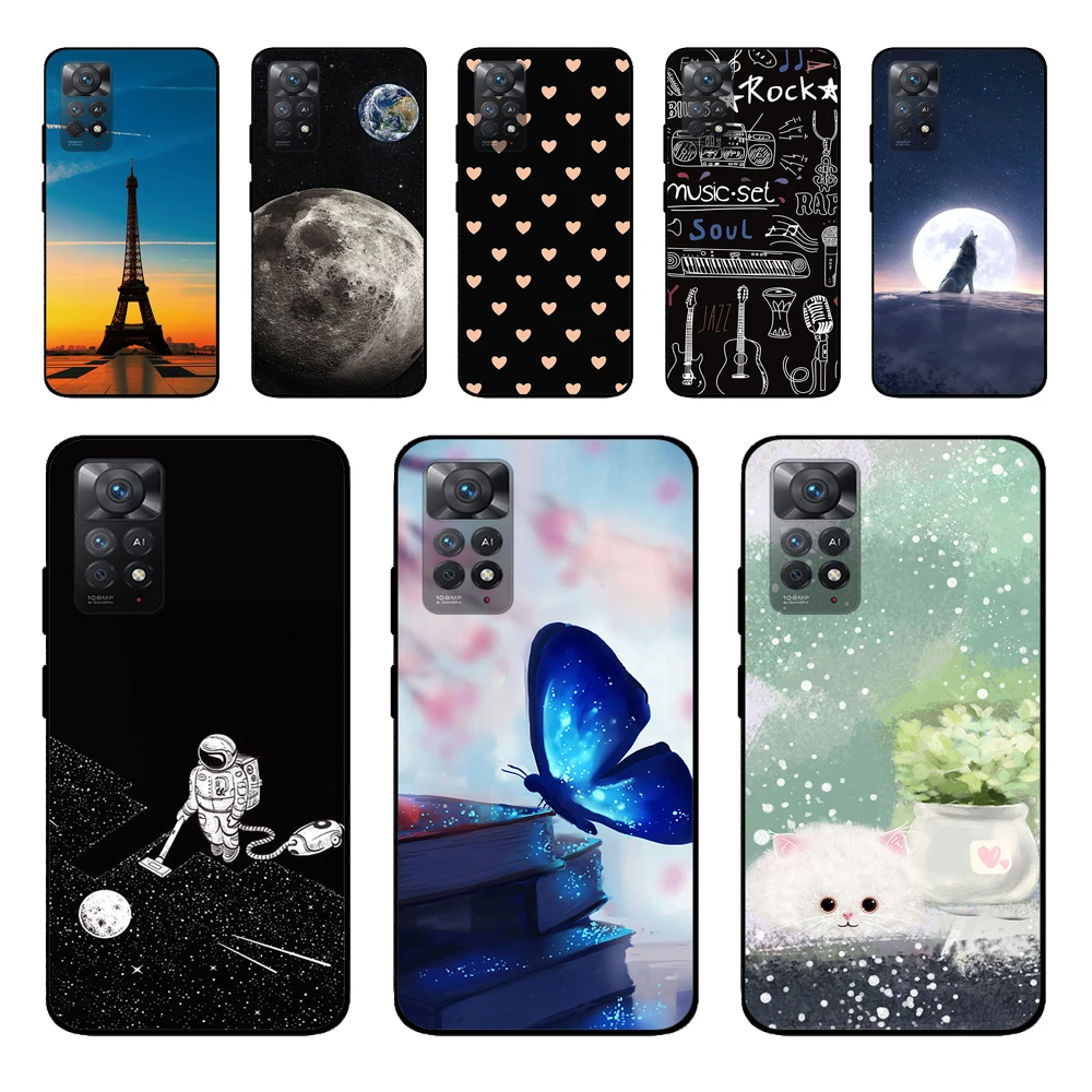 For Redmi Note 11s 11 Pro Case Soft Silicone Protection Back Covers For Xiaomi Redmi Note 11 11Pro Cases note11 TPU Black Bumper