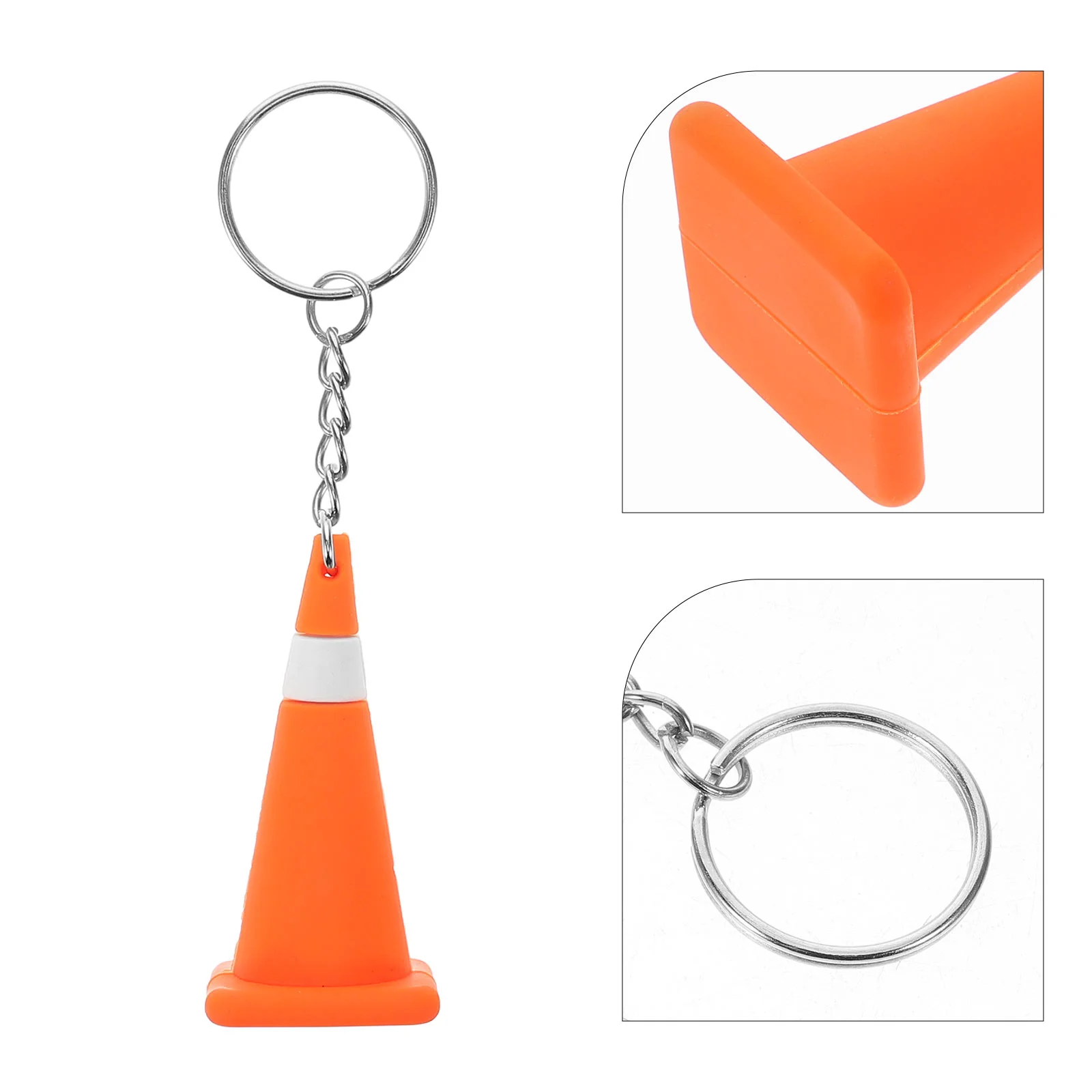 2 Pcs Road Cone Keychain Orange Traffic Ring Safety Construction Charms Roadblock Keychains Mini Cones Holder