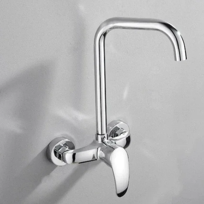 Hot and Cold Kitchen Washbasin Faucet Into The Wall Washbasin Sink Balcony Washbasin All Copper Mixed Water Valve Faucet