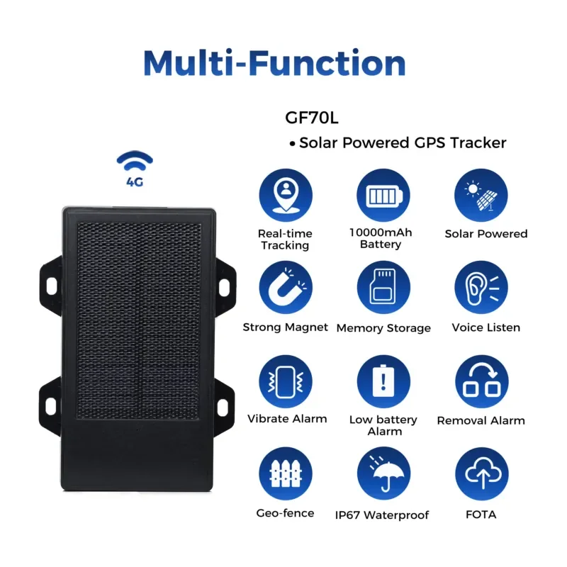 4G 2G Solar GPS Tracker, Wireless GPS Magnetic Asset Tracker 10000mAh Real-time Tracking , Scatter Alarm