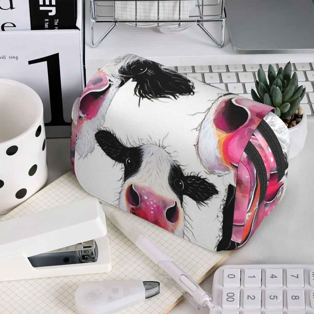

Пенал с принтом CoW PRiNT, ANiMaL PRiNT 'The Nosey Family' от Ширли МакАртур, подарок для мальчиков и девочек, коробка для ручек, сумка для карандашей, держатель для ручек