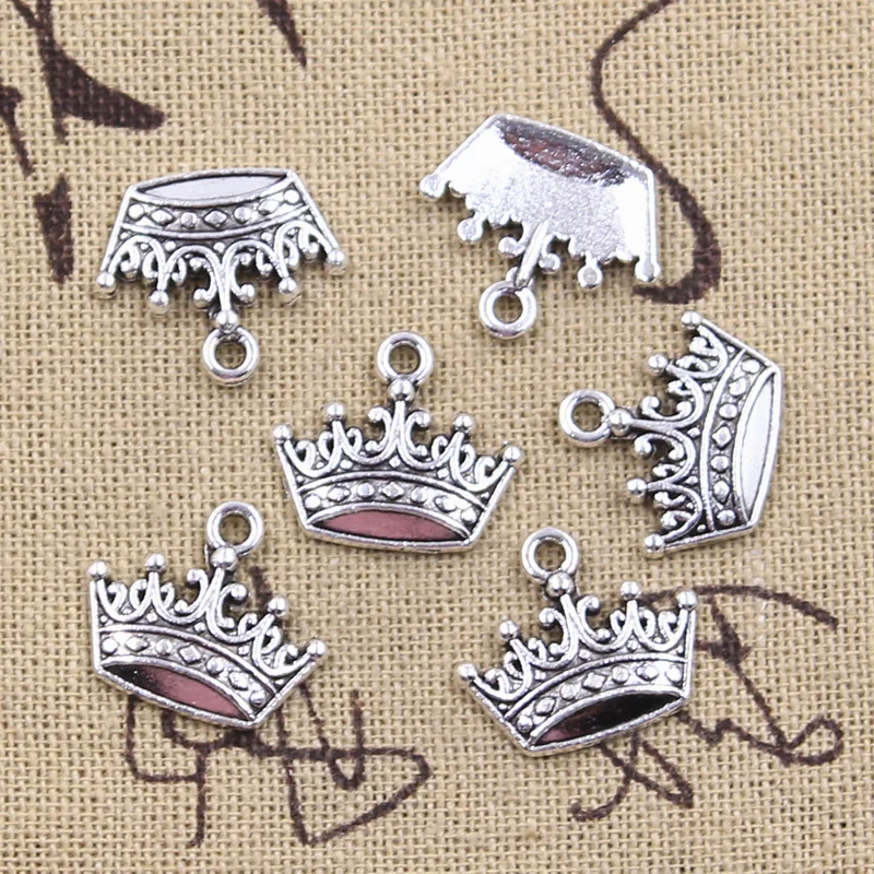 30pcs Charms Crown 15x18mm Antique Silver Color Pendants DIY Crafts Making Findings Handmade Tibetan Jewelry