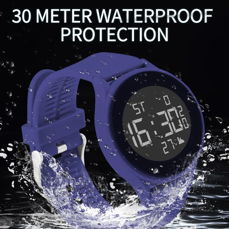 Elektronische Sportuhr für Herren, dünnes Design, hochwertige LED-Anzeige, digitale Herrenuhr mit Wochenkalender-Chronograph