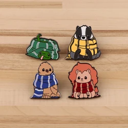 Cartoon Animals Enamel Pin Movie Cosplay Brooches For Women Wizard School Brooches Halloween Jewelry Boys Girls Party Gift