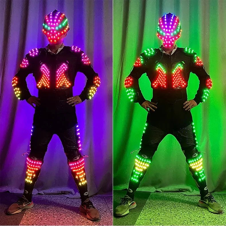 Vêtements LED Shoous pour Homme, Armure Lumineuse, Casque de Crâne, Spectacle de brevsur Scène, Habillage de Robot