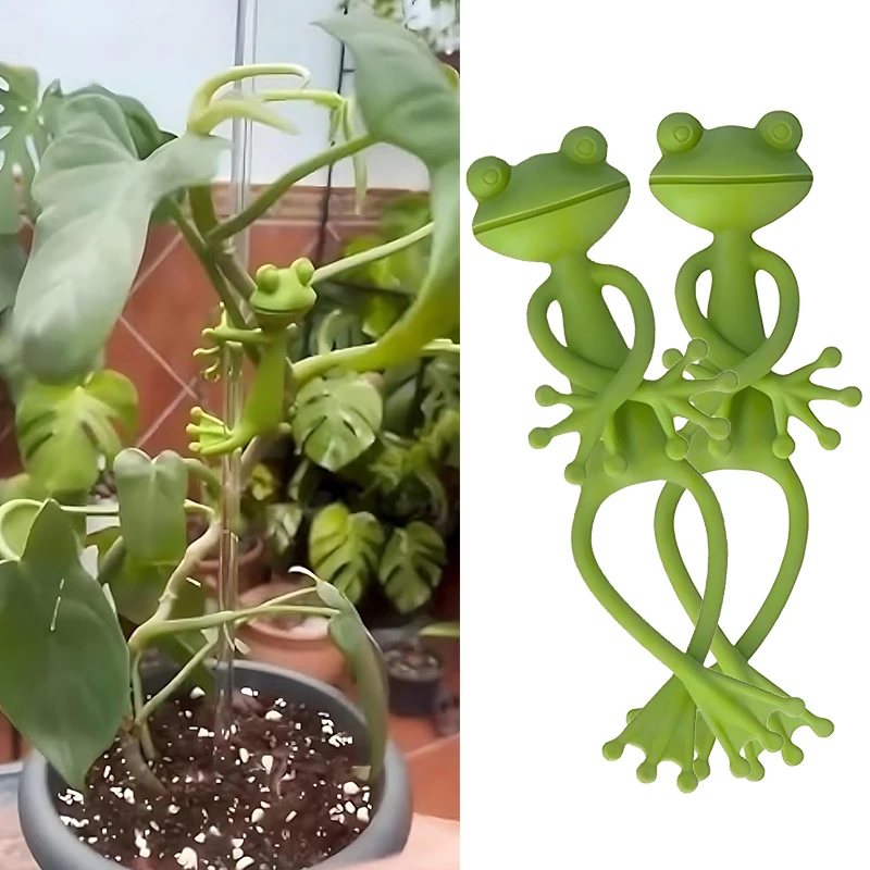 2/4PCS Green Frog Shape Plant Support Tomato Plant Stand Stake Gadget Bendable Vine Climbing Holder Tool Gardening Accessory ZYF