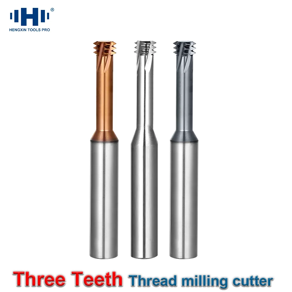 

HENGXIN ISO Three edge thread milling cutter Tungsten Carbide Spiral Milling Cutter CNC Tool Thread End Mill M1.2~M20