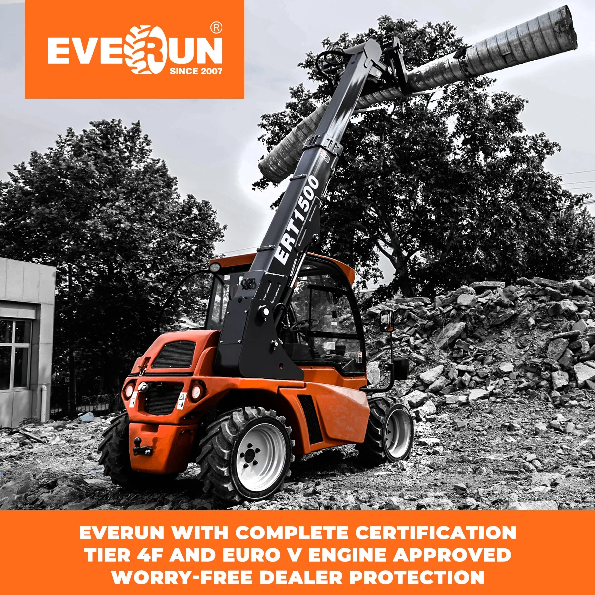 รถตักล้อยาง Everun ERT1500 ขนาด 1.35 ตัน เครื่องจักรก่อสร้าง บุ้งกี๋ใหม่ รถตักแบบเทเลสโคปิคขนาดเล็ก