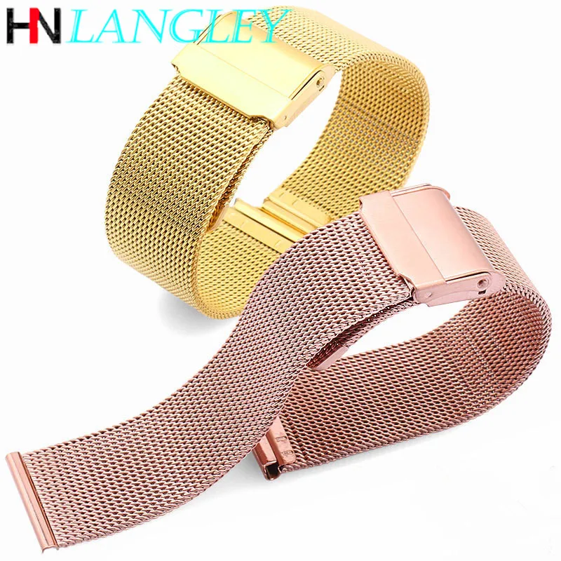 General Use Quick Release Watch Band Stainless Steel 06 Line Mesh Bands Milanese Strap Universal Watch Band 16/18/20/22 12-24MM