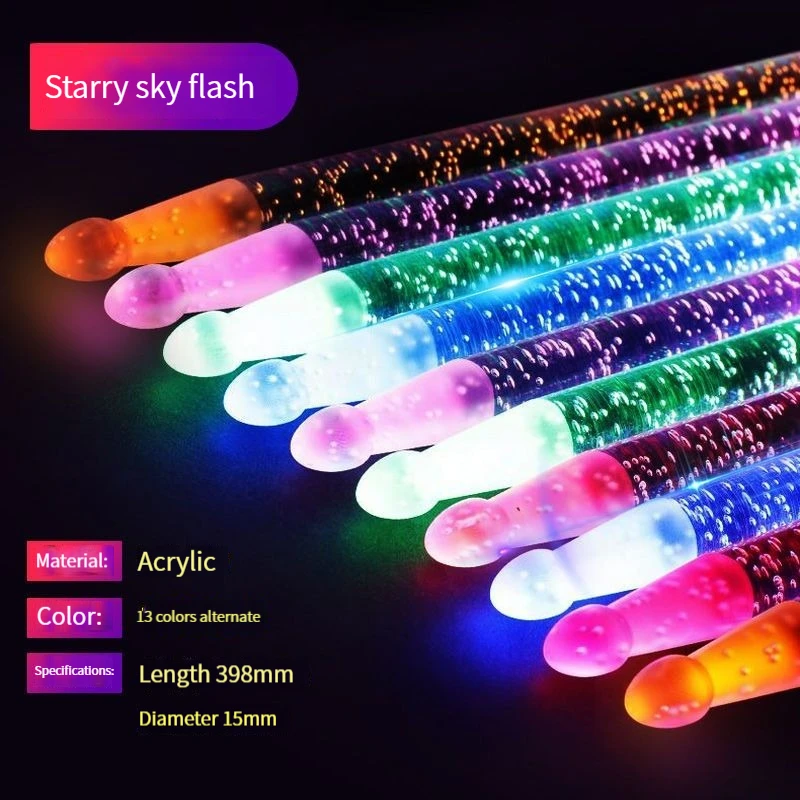 1Pair 5A Polymer Material DrumStick 12Colors Alternately Noctilucent Glow in The Dark Stage Performance Luminous Jazz Drumsticks