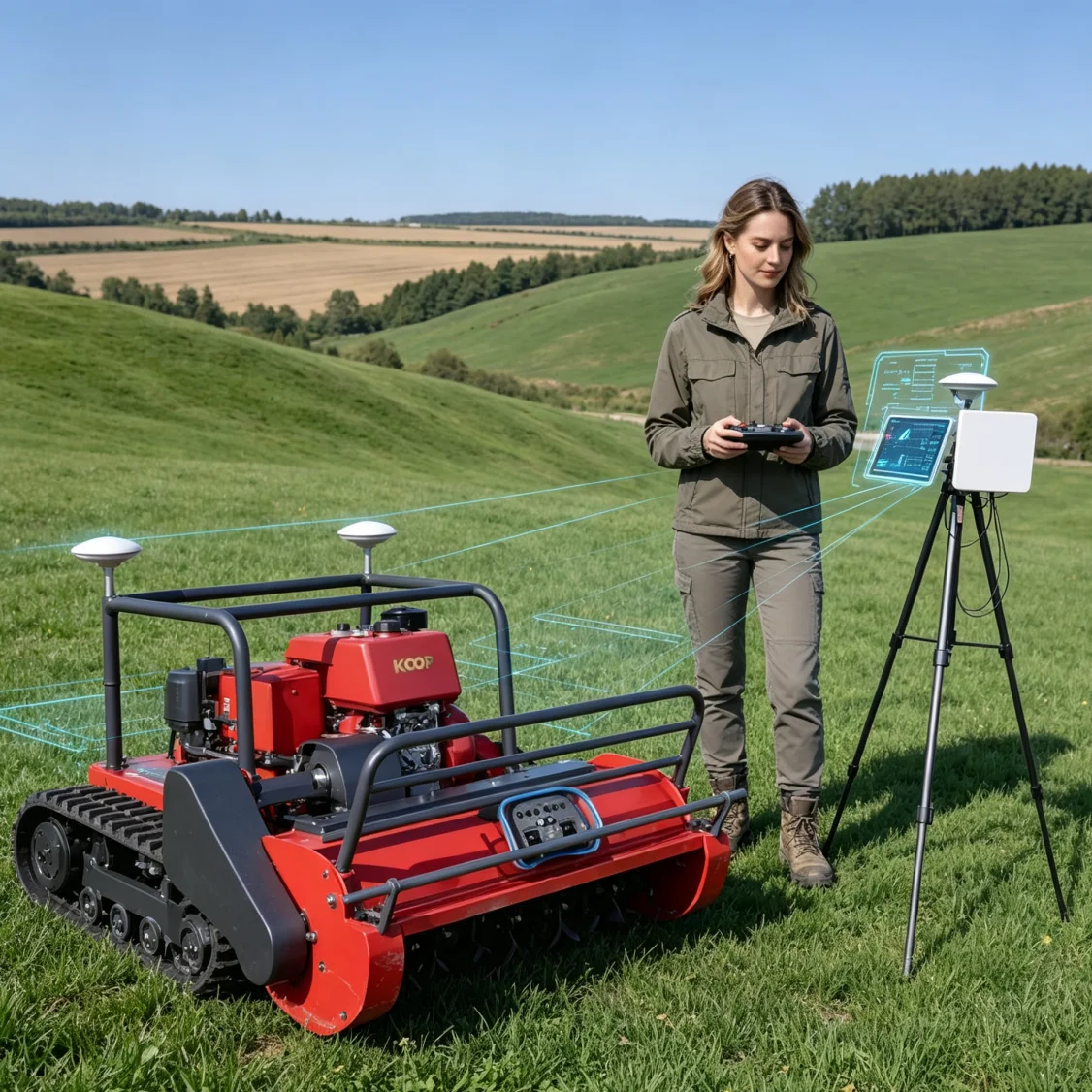 Customized Remote Control Flail Mower GPS for grape sightseeing picking gardens, shreds and trims grass on both sides