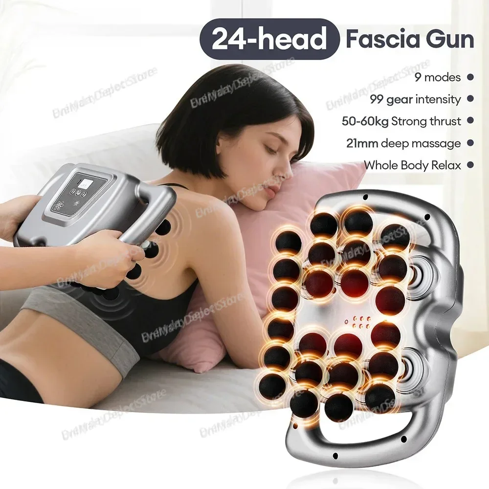 24-Head Fascia Gun 99 Levels Strength High-Frequency Vibration Body Massage Gun Back and Waist Massager Neck Shoulder masajeador