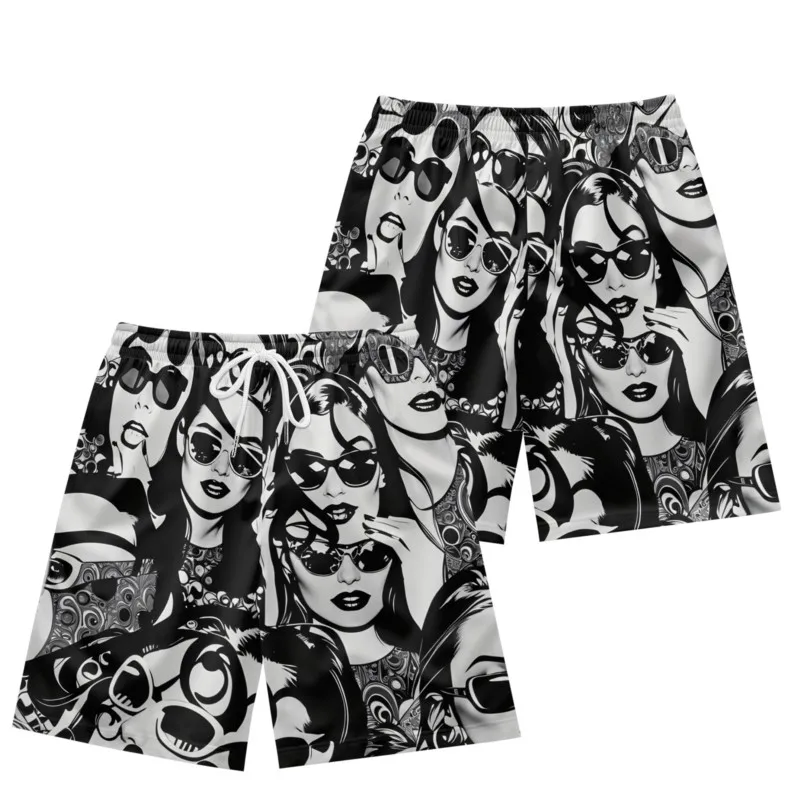 Mode Dame Print Heren Shorts met trekkoord in de taille Sneldrogend Polyester Ademende strandshorts Casual sportshorts