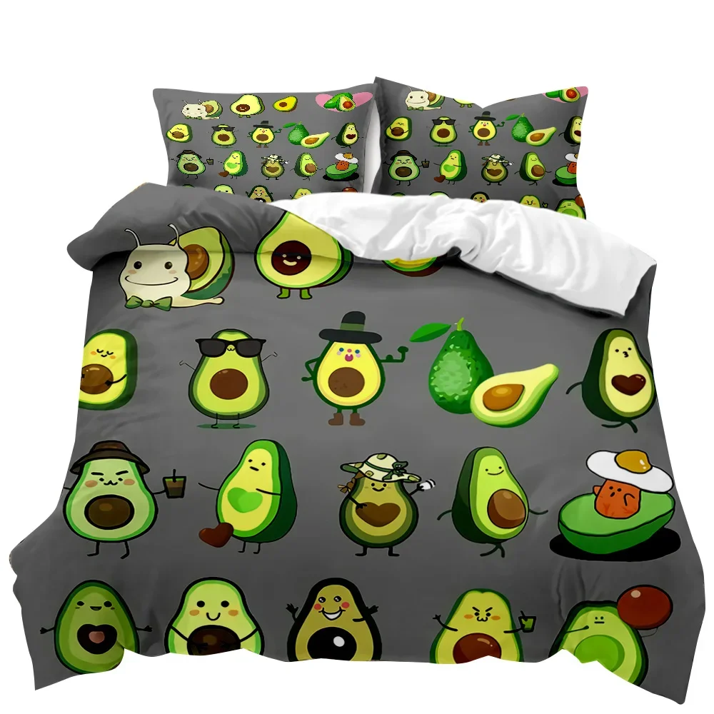 Avocado Duvet Cover Set Avocados Bedding Set Cute Fruits Comforter Cover Queen Tropical Botanical Cartoon Polyester Quilt Cover