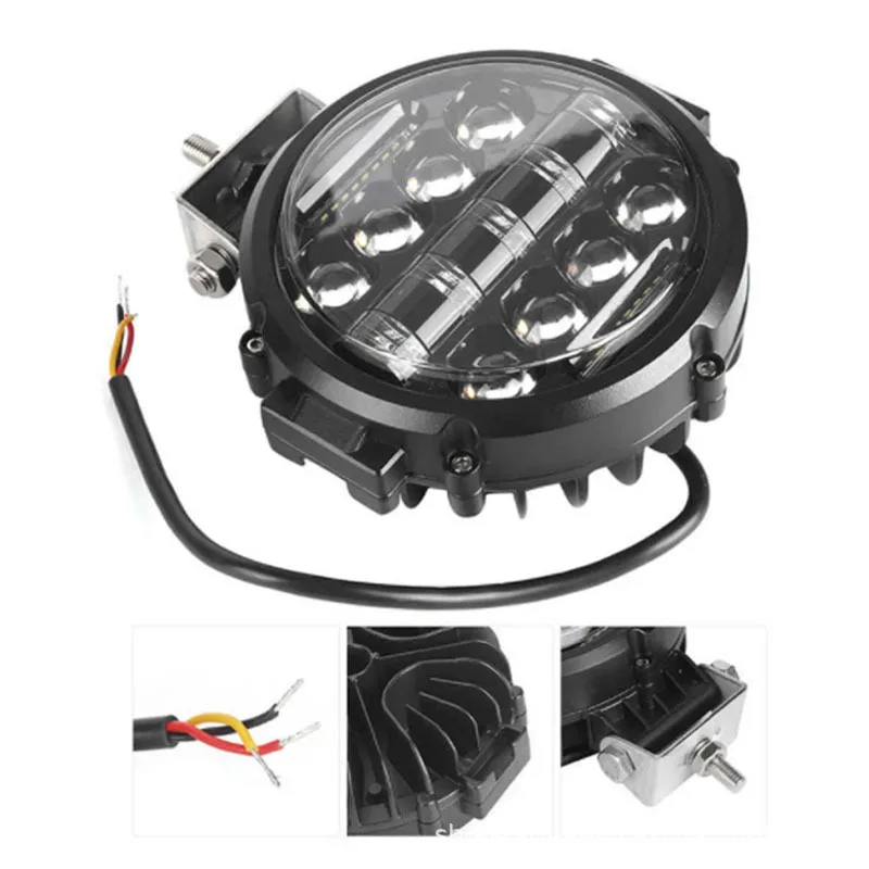 

7'' Round DRL white Led Lights Spotlight Super Bright Offroad LED Work Light Bar Adjustable Mounting Bracket Daytime Running Lig