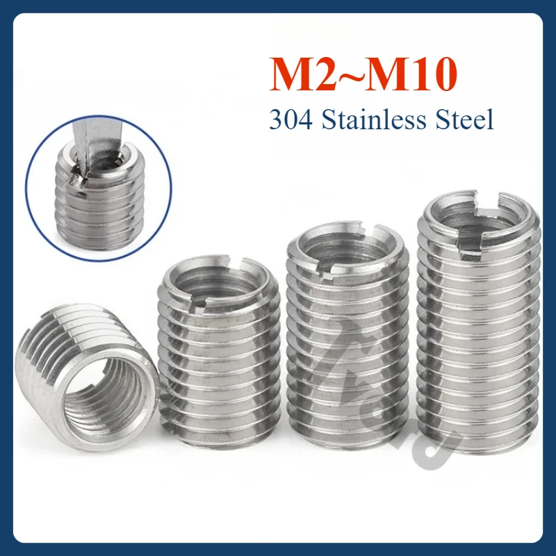 

304 Stainless Steel Inside Outside Thread Slotted Adapter Screw M2~M10 Wire Thread Insert Sleeve Conversion Nut Coupler Convey