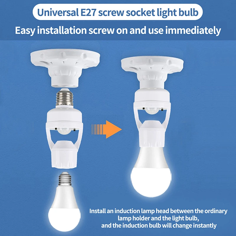 Base portalampada con sensore di movimento a induzione umana da 360 gradi AC85-265V Interruttore temporale di ritardo Adattatore presa supporto base E27