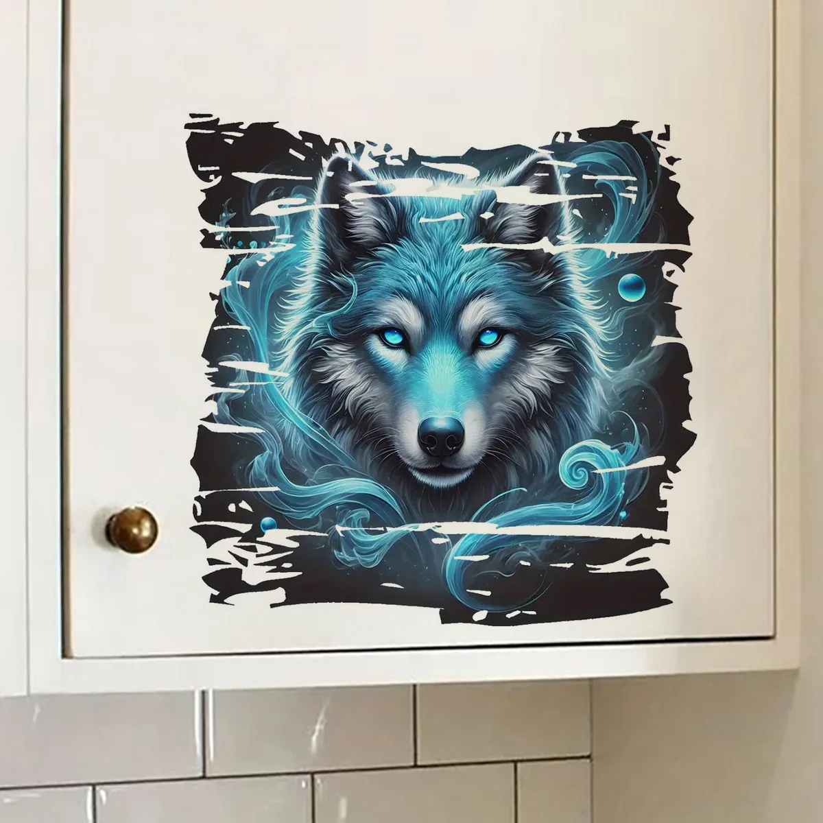Vibrant Blue Wolf Sticker, Waterproof Vinyl Material, Ideal for Toilet, Home , Refrigerator, Car, Window, Wall Decor, Room Decor