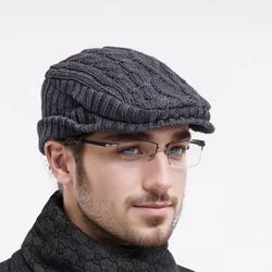 Thickened Warm Knitted Beret for Men & Women in Winter with Ear Protection and Brim Berets Caps for Women  Winter Caps for Men