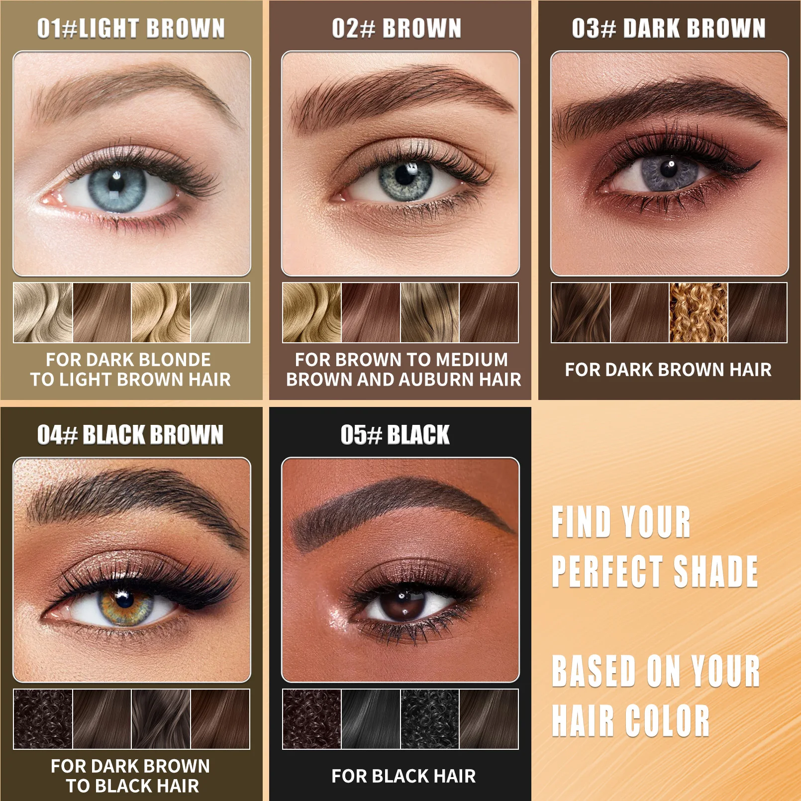 Stylo à sourcils étanche 2 en 1, crayon à sourcils et teinte, Microblading, avec 4 têtes fendues pour les sourcils parfaits