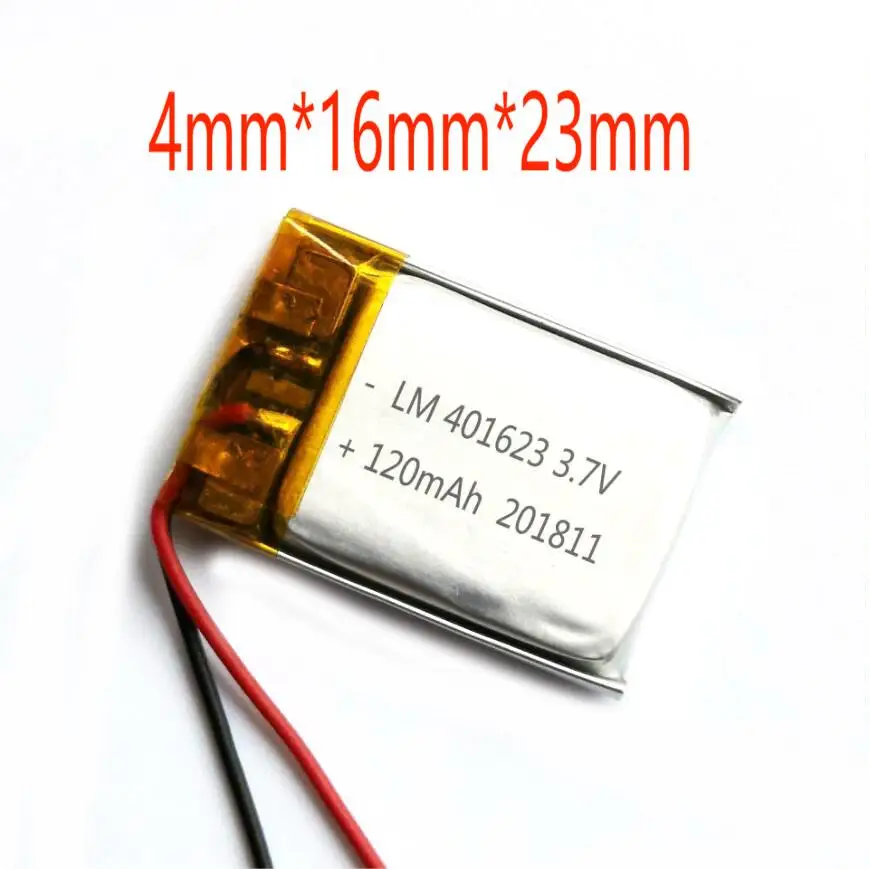 2/5/10/20 Pcs 3.7V 120mAh 401623 Lithium Polymer Ion Battery 2.0mm JST Connector