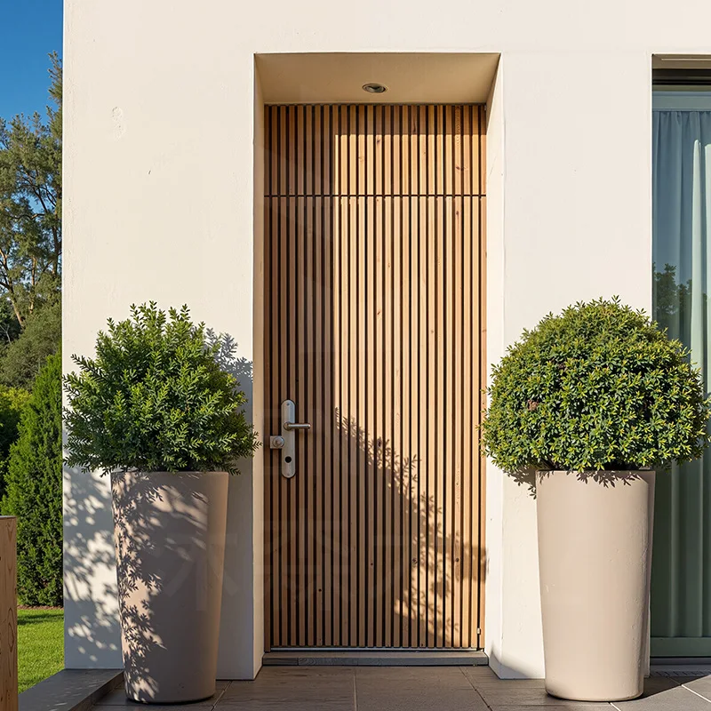 Grille Custom Solid Wood Entry Door Household Thai Oak Anti-theft Paint-free Swing Door Modern And Simple