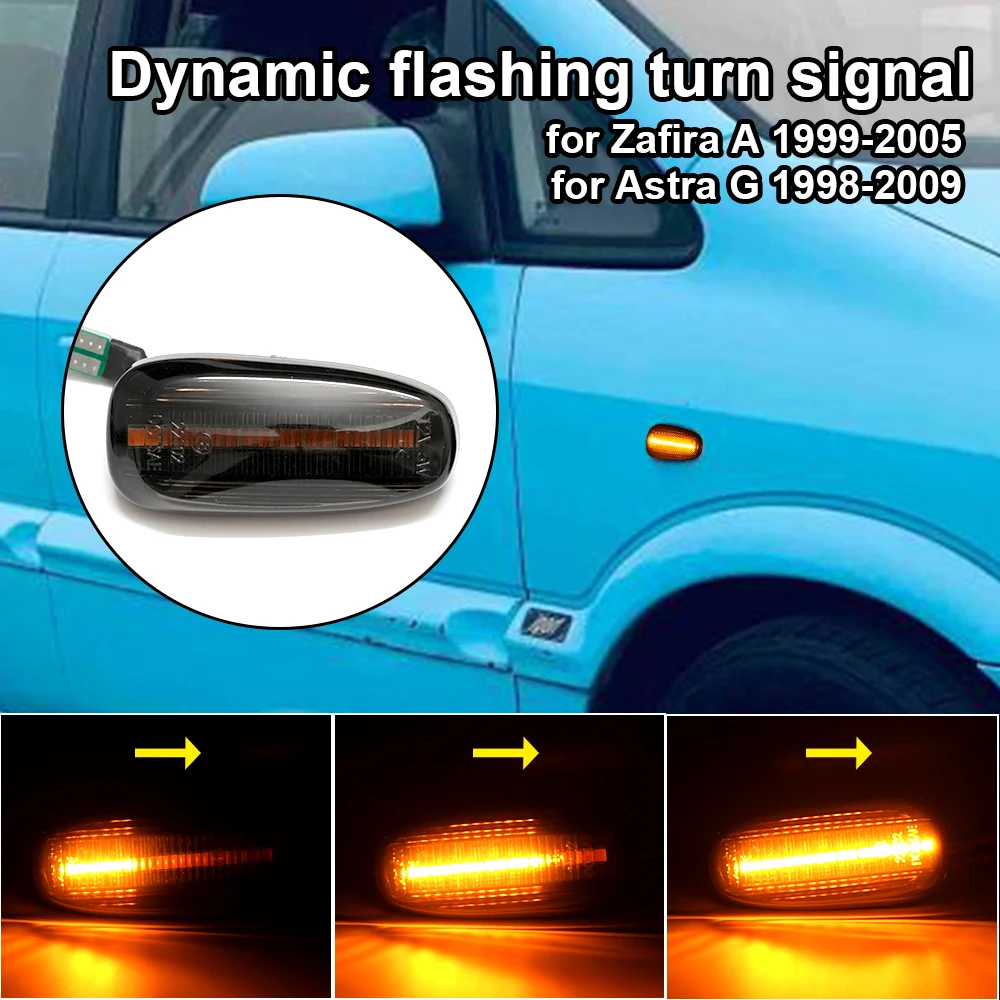 

2PCS LED Side Marker lamps Dynamic LED Fender Turn Signal Lights For Opel Astra G 1998-2009 Zafira A 1999-2005