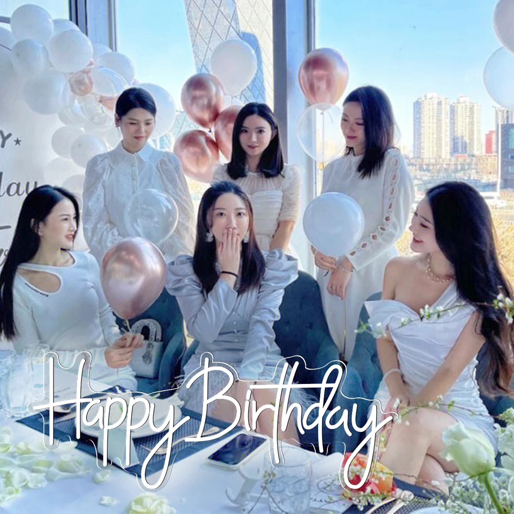 30in 39in Extra Large Happy Birthday LED Neon Birthday Party Background Decoration Sign For Party Gathering Dimmable With Switch - Image 5