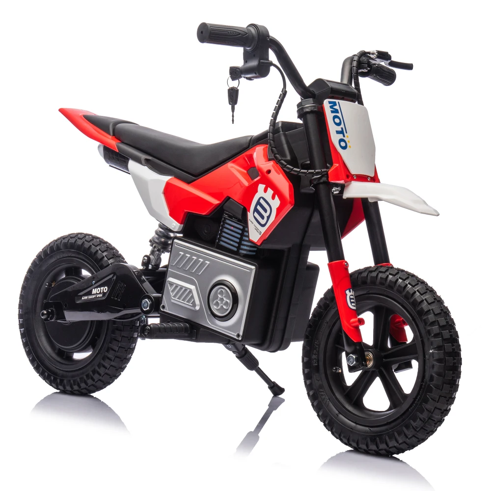 24V Kids Ride on Electric Toy Motocross Motorcycle 200W High Speed Hub Motor Rear Wheel Shock Absorber Adjustable Speed LED