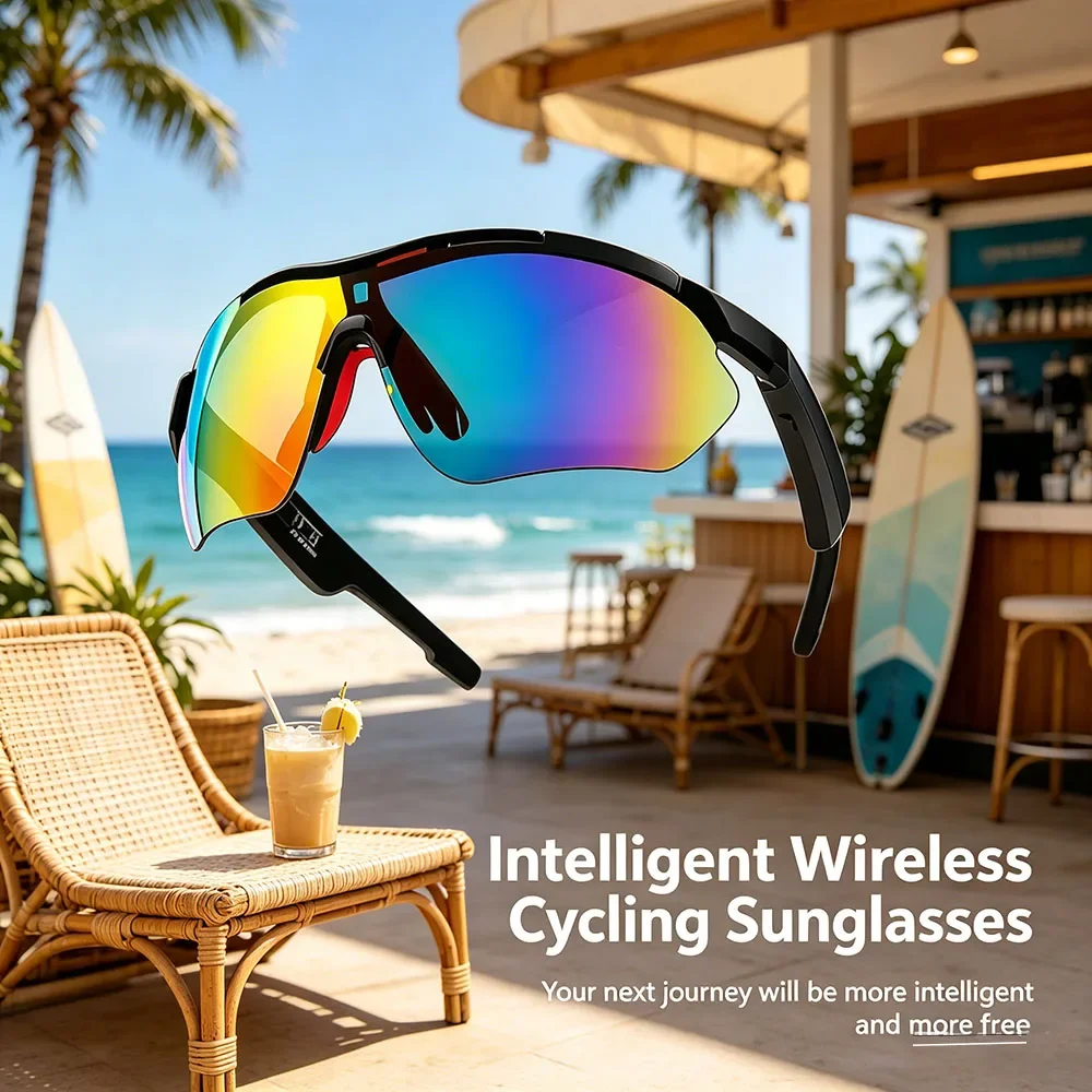 

Sports Wireless Bluetooth AI Smart Glasses UV400 Protection Cycling Sunglasses Life Waterproof AI Voice Assistant