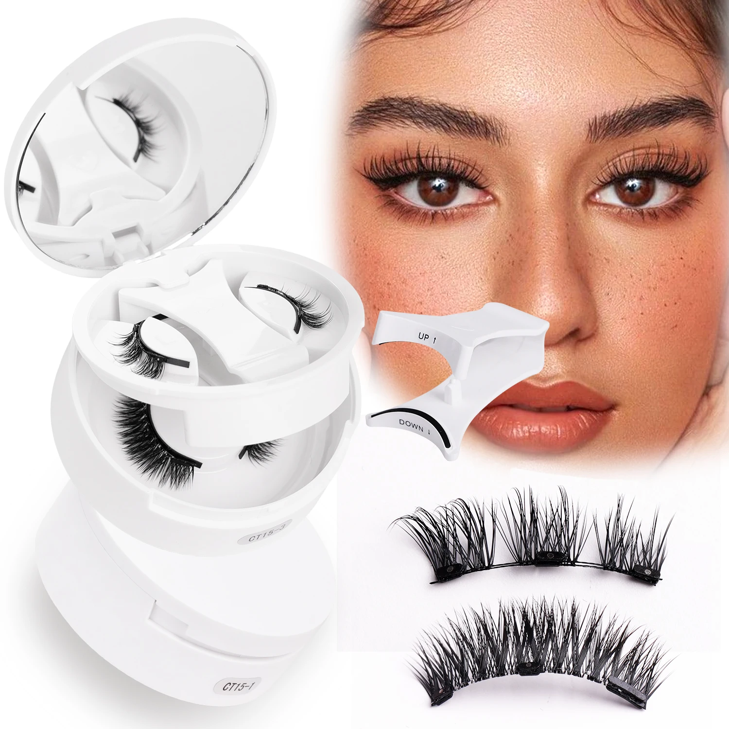 مجموعة رموش مغناطيسية قابلة لإعادة الاستخدام مكونة من زوجين، أداة تمديد رموش سهلة الاستخدام، أداة تجعيد طبيعية، رموش صناعية مع ملاقط مغناطيسية #3