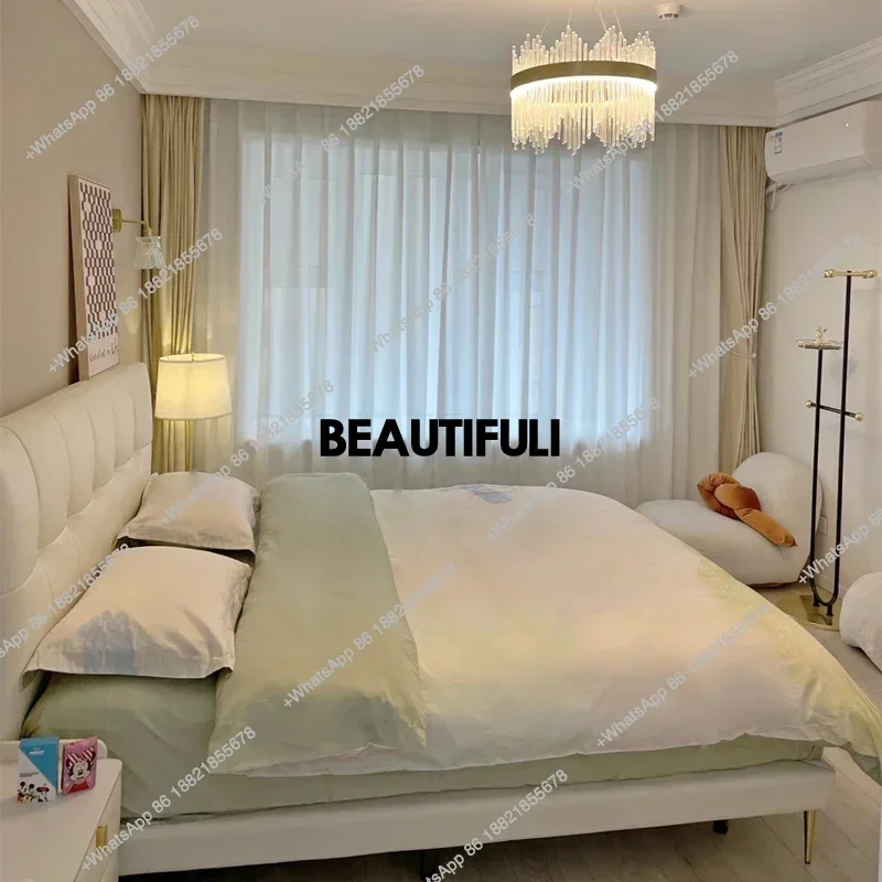 D80 Europen Designer Double Bed Bedroom Princess Modern Luxury Double Bed Full Size Headboards Letto Matrimoniale Home Furniture