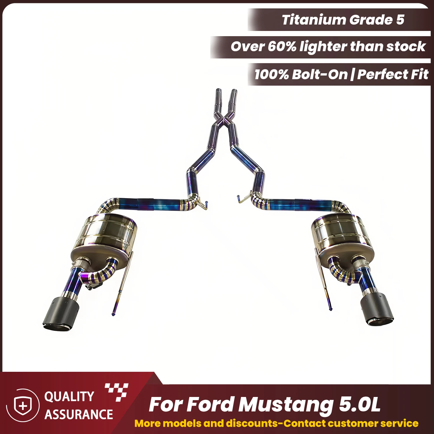 

ECCF Titanium Valvetronic Exhaust For Ford Mustang 5.0L Aggressive Sound Performance Upgrade Easy Installation