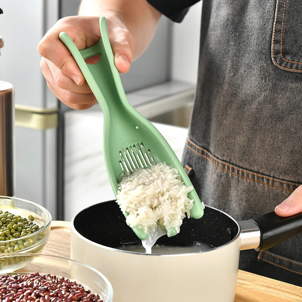 Multifunctional Silicone Rice Washer Spoon Beans Washing Colander Strainer Kitchen Gadget for Cleaning Rice Vegetables Lentils
