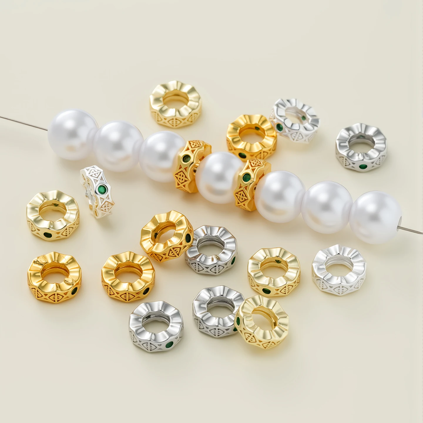 

8 мм 14/18 К золотые медные бусины-разделители, модные бусины со стразами для изготовления ювелирных изделий, бусины-разделители, аксессуары для ожерелья/браслетов «сделай сам»