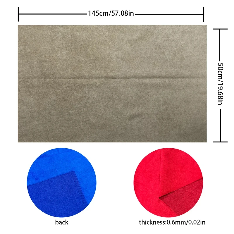 50x145cm Faux Suede Leather Fabric Soft Stretchable 0.6mm Thick Synthetic Suede Sofa Cushion Handbag Car Interior