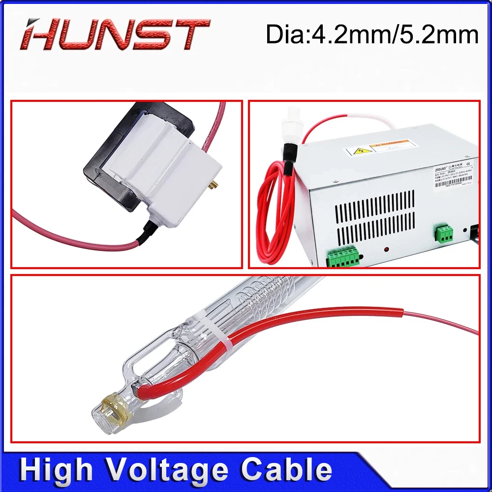 CO2 레이저 전원 공급 장치 및 레이저 튜브 레이저 조각 및 절단기용 HUNST 3/5/10미터 고전압 케이블.