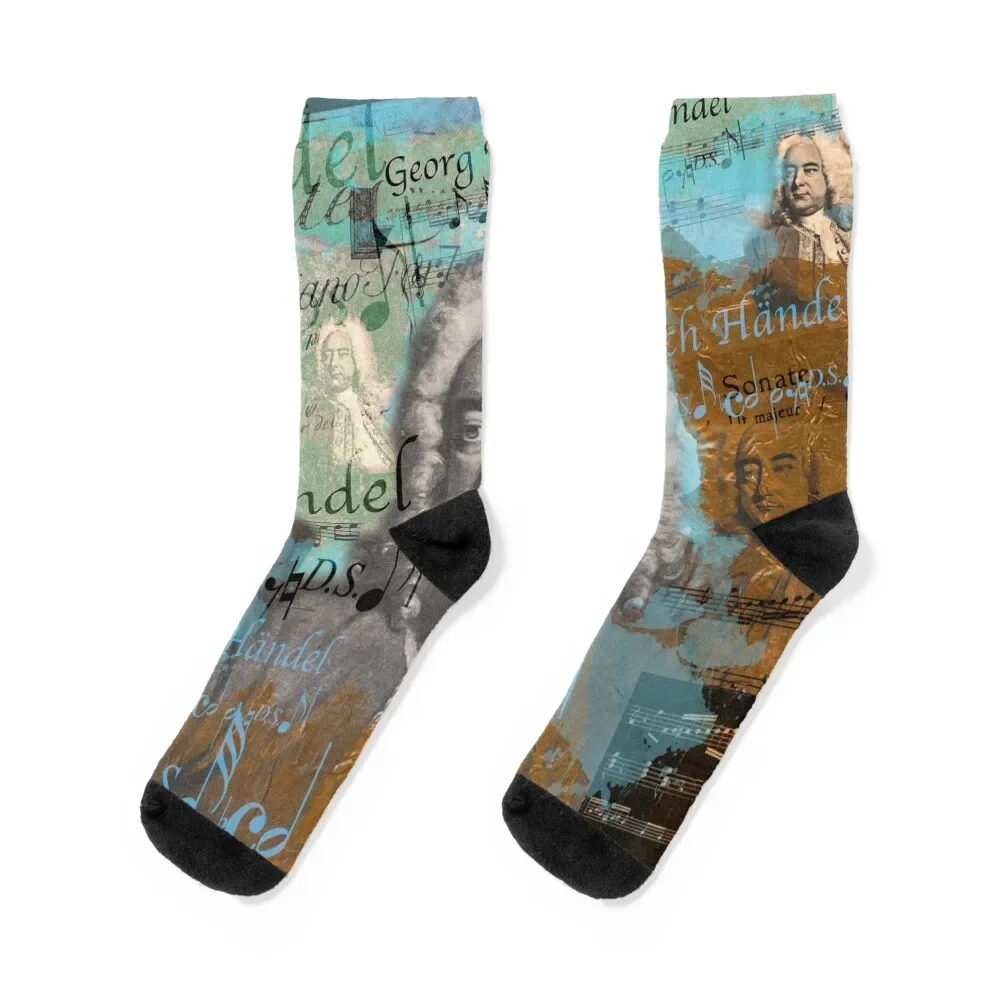 

aesthetic Georg Friedrich Handel portrait, collage Socks Stockings compression gift gifts Rugby Women's Socks Men's