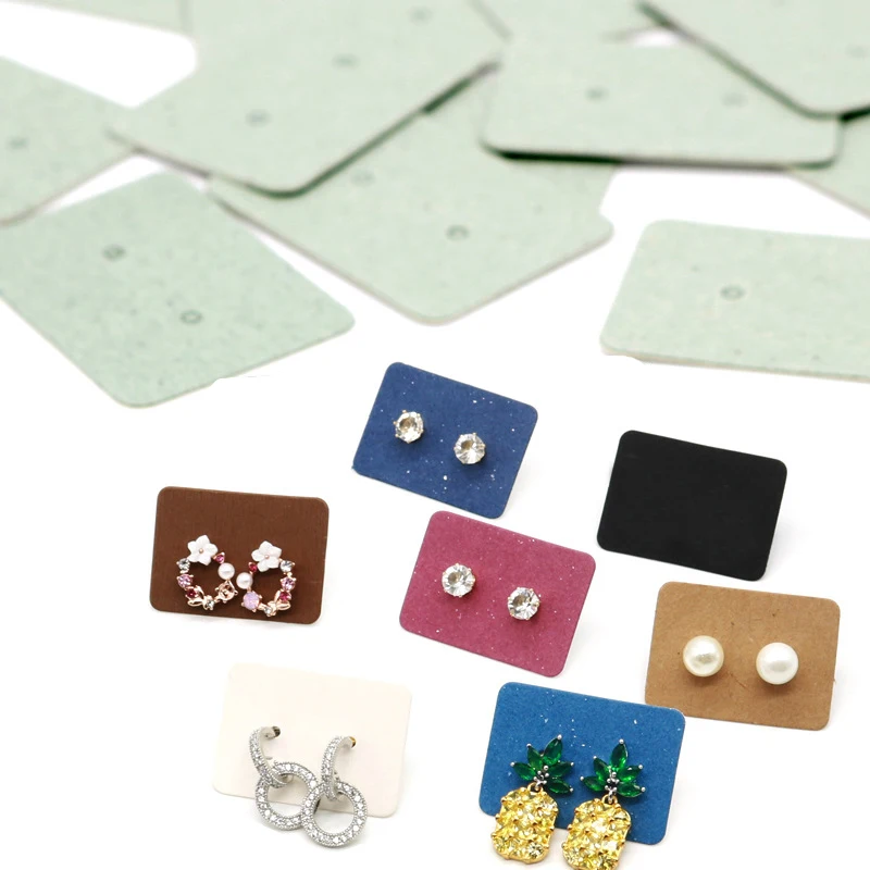 

50pcs 3.5x2.5cm Stud Earring Display Holders Self Adhesive Bags Paperboard Earrings Cards Hang For Jewelry Organizers Packaging