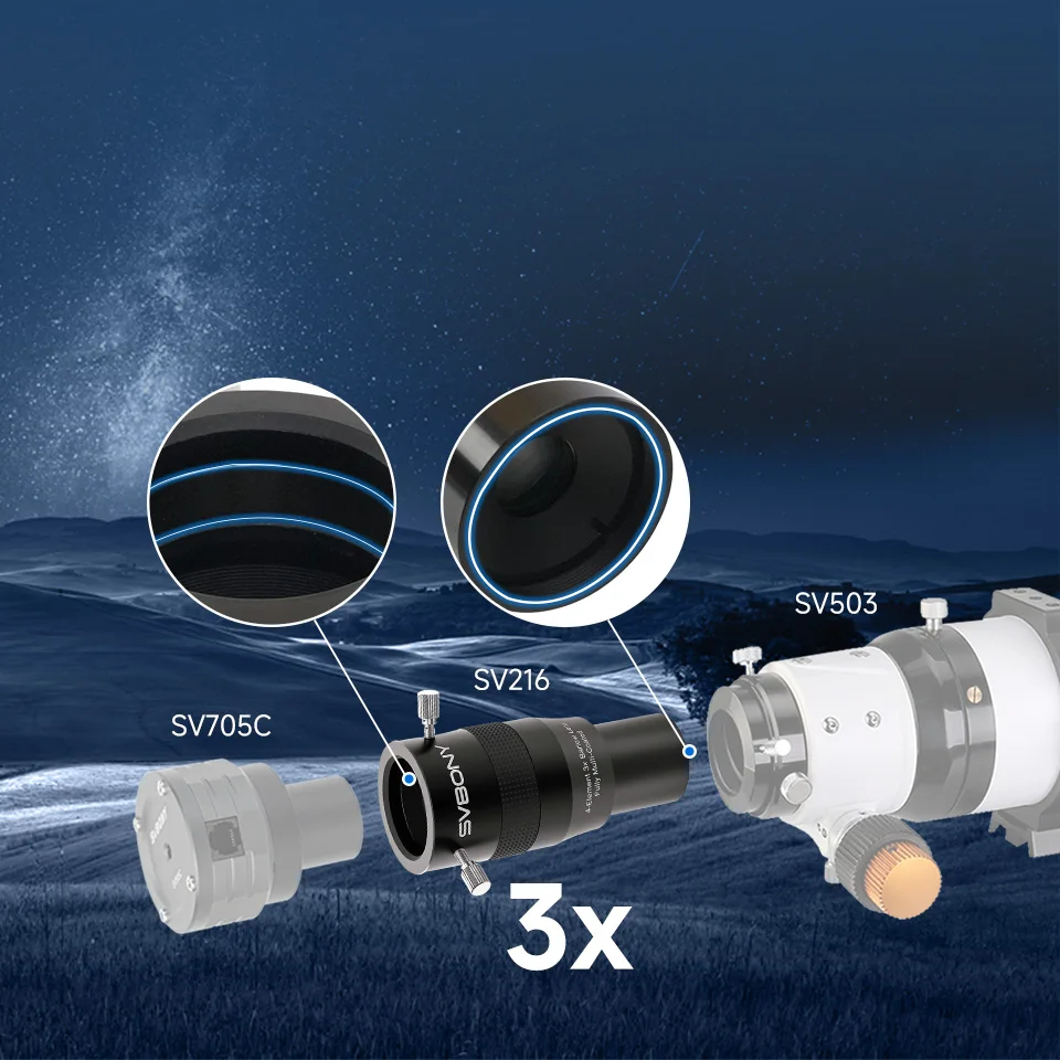 Svbony SV216 1,25" 2X/3X Barlow-Objektiv für astronomische Teleskop-Zubehör, visuelle Anwendungen zur Bildung – Detail 21