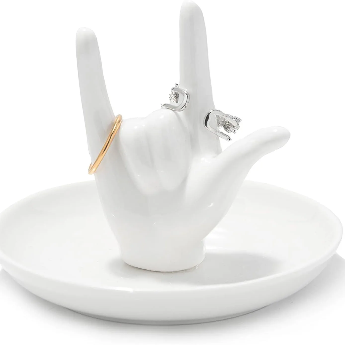 10cm Ceramic Gesture Ring Stand, Jewelry Plate Display Stand, Light Luxury Dressing Table Storage Tray