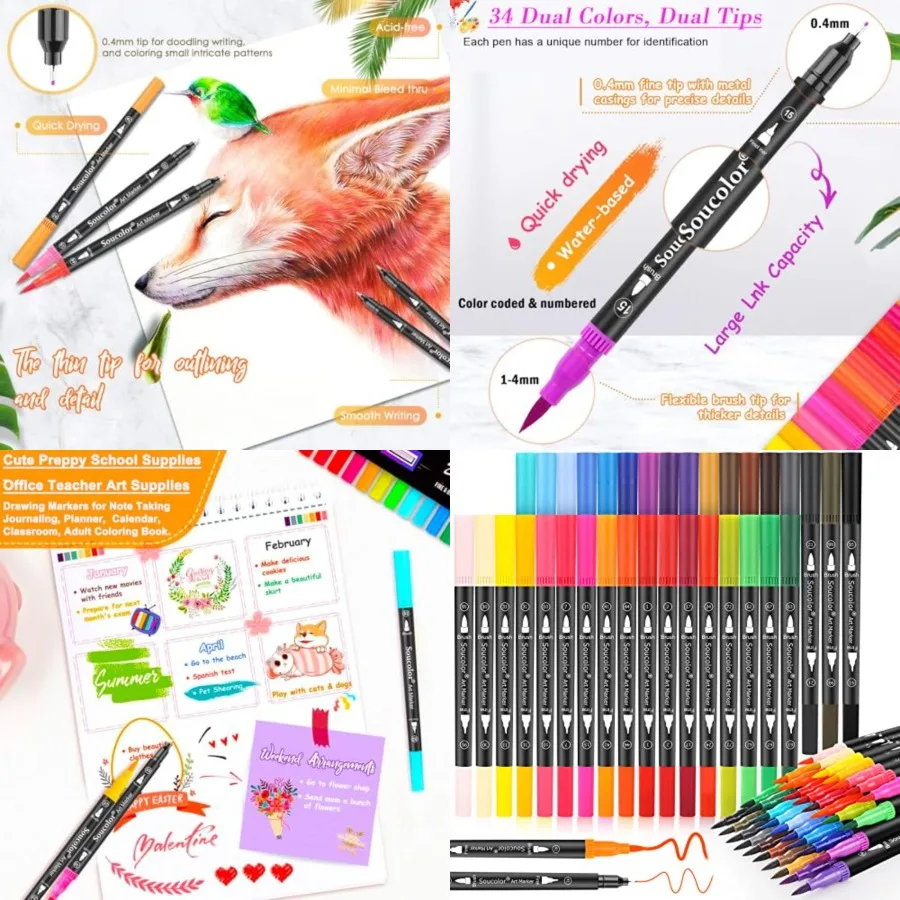 

Суцветные художественные кисти, маркеры, ручки для взрослых, книжки-раскраски, рождественские подарки, чулки для девочек-подростков, художественные принадлежности, 34 цвета