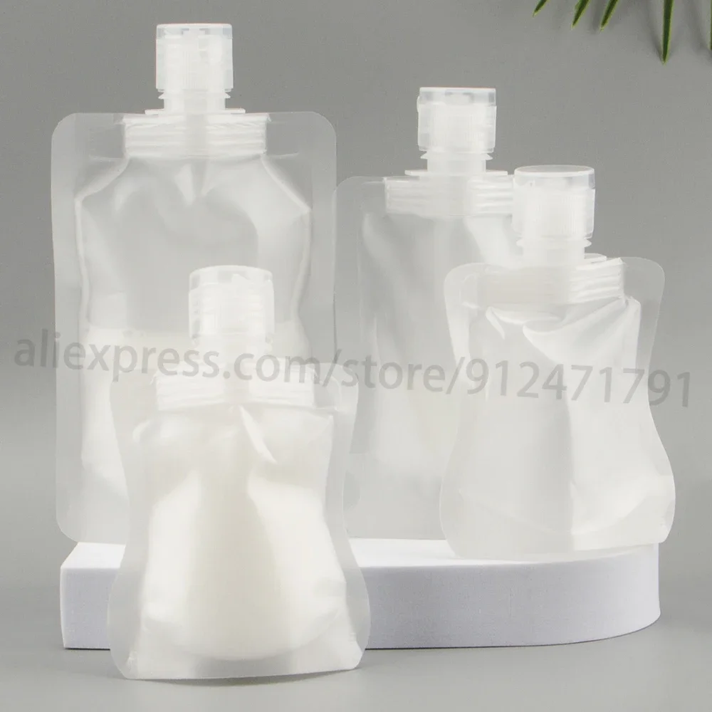 4pcs Set 30/50/100ML Clamshell Packaging Bag Stand Up Spout Pouch Plastic Hand Sanitizer Lotion Shampoo  Travel Bag