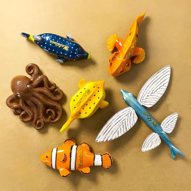 Maldives Tropical Sea Fish Set 3D Resin Fridge Magnets Travel