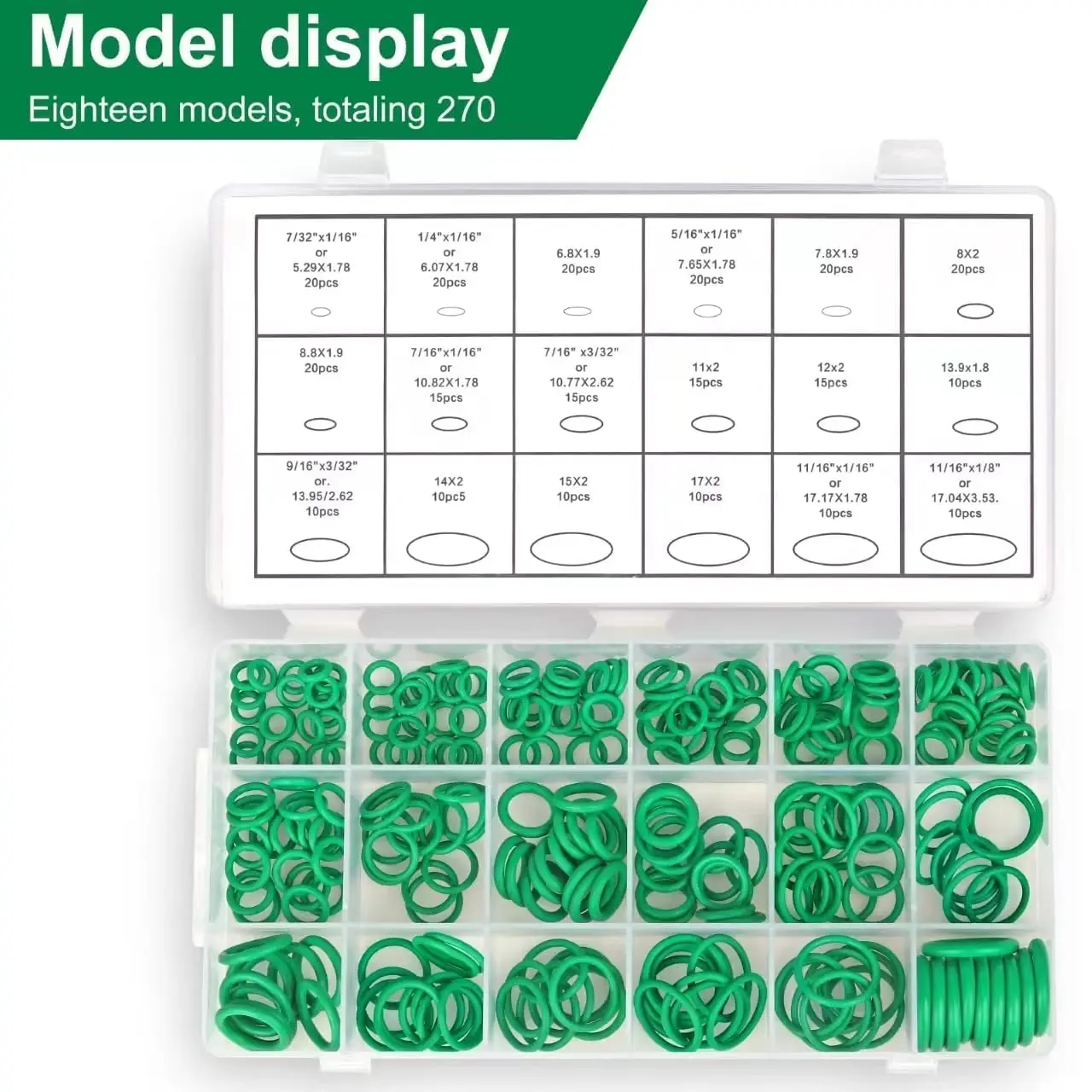 270 Pcs Car Air Conditioning O Ring Kit, O-Ring Assortment Set for Car Repair, Plumbing, Air or Gas Connections