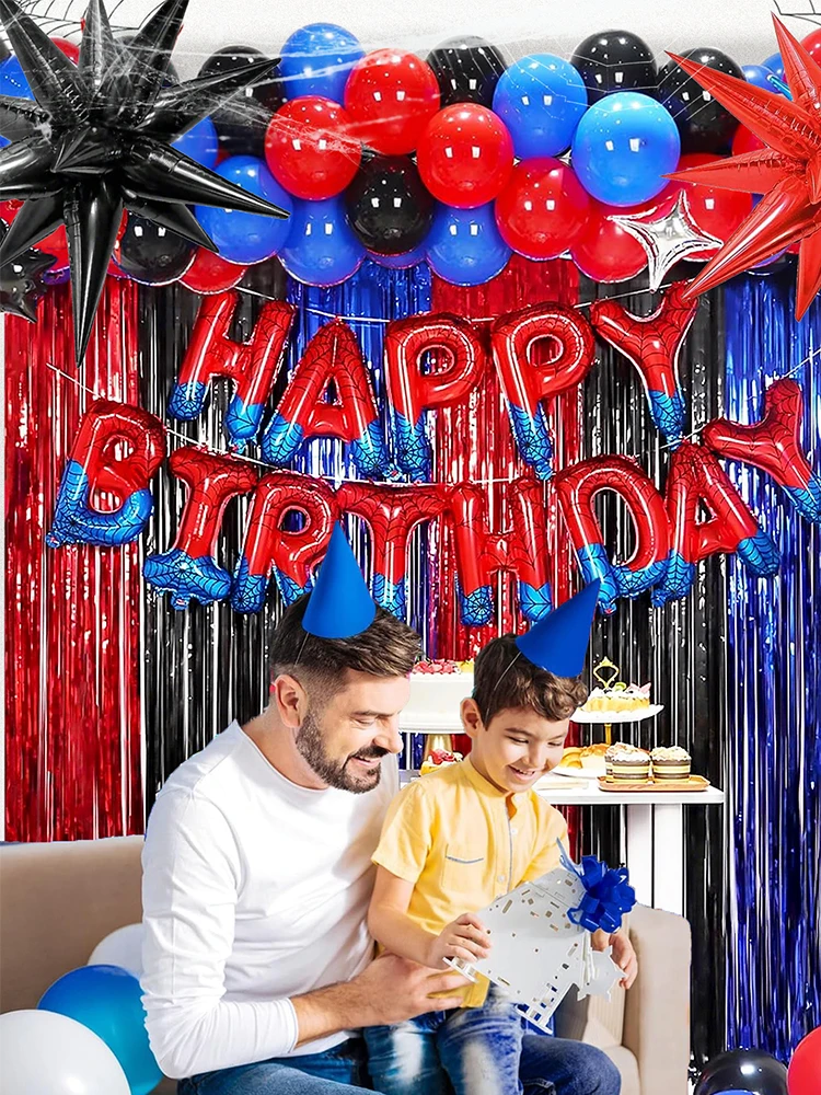 1/2/68-teiliges Geburtstagsset im Spinnen-Thema, Spinnen-Thema Happy Birthday Banner und Ballons, Jungen-Geburtstag, Halloween – Detail 2